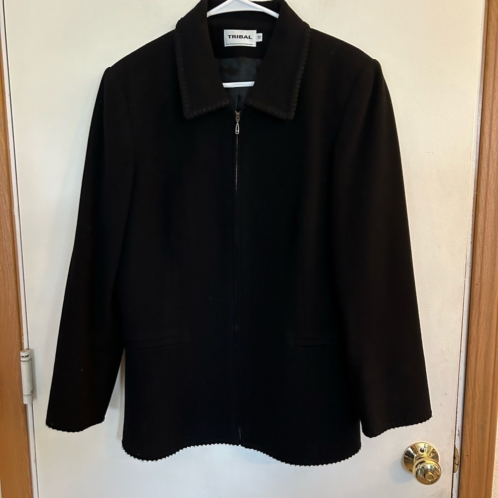 TRIBAL 12 ladies black zip up wool blend jacket